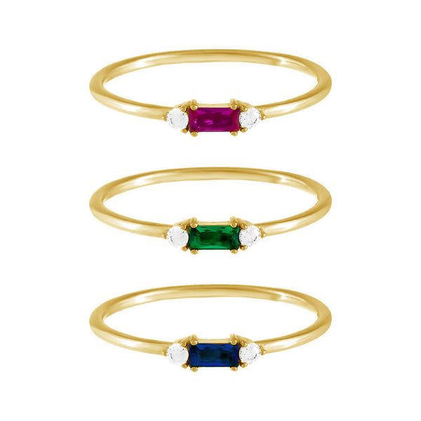 FJ0716 925 Sterling Silver Colorful Cubic Zirconia Ring