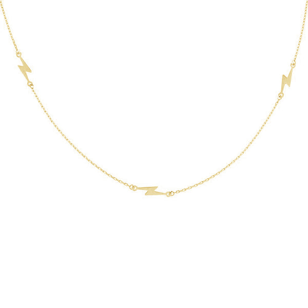 FX0708 925 Sterling Silver Gold Vermeil lightning Necklace