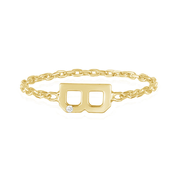 FJ0561 925 Sterling Silver Sideway Initial Link Ring