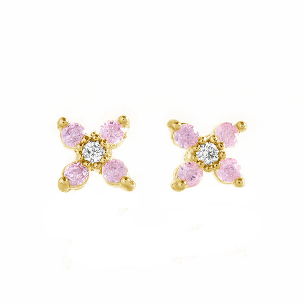 FE1565 925 Sterling Silver Flower Zircon Stud Earrings