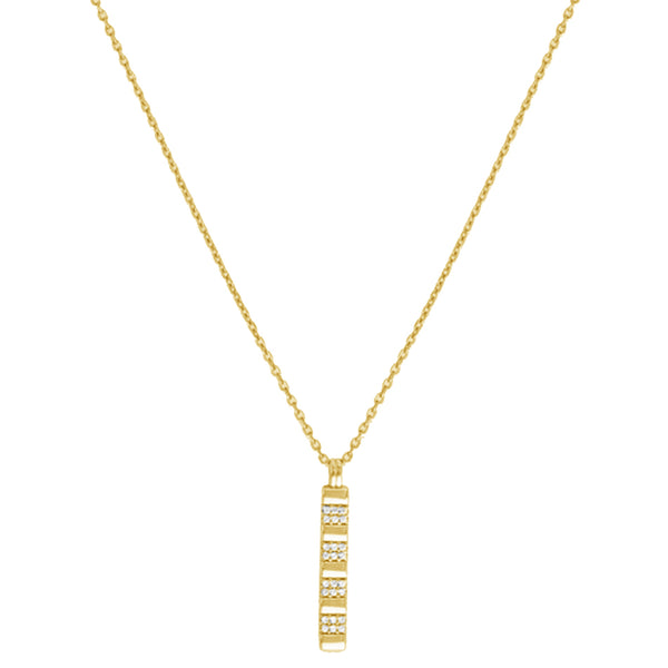 FX0921 925 Sterling Silver Vertical Bar Zirconia Necklace