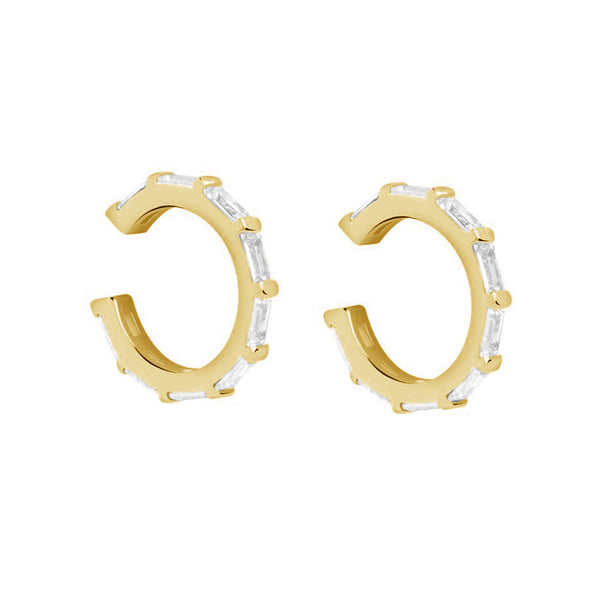 FE1414 925 Sterling Silver Baguette Cut CZ Earrings Cuff