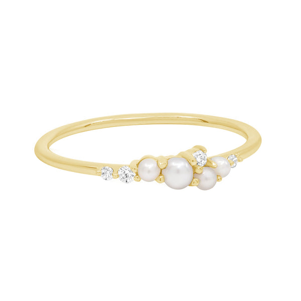 FJ0721 925 Sterling Silver Freshwater Pearl CZ Ring