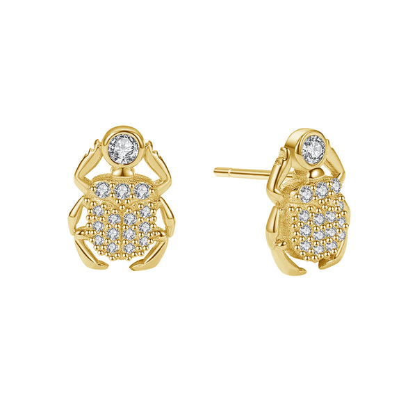 FE1886 925 Sterling Silver Scarab Mini Stud Earring