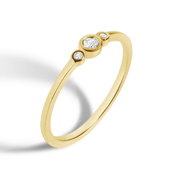 FJ0055 925 Sterling Silver Three  Diamond Bezel Ring