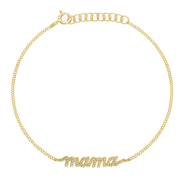 FS0162 925 Sterling Silver Diamond Mama Bracelet