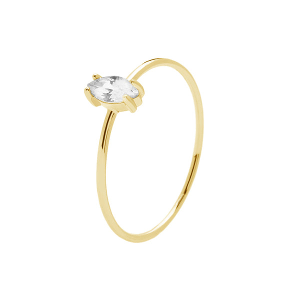 FJ0346 925 Sterling Silver White Crystal Fine Ring