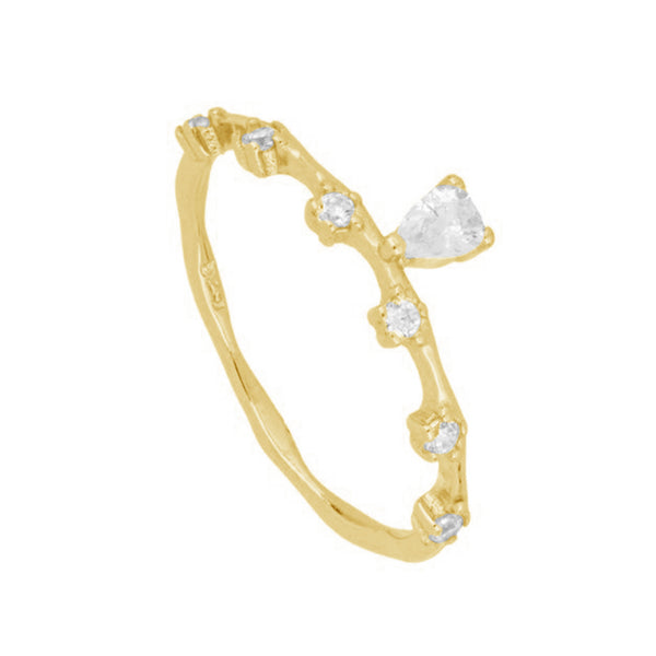 FJ0182 925 Sterling Silver Zircon Dangle Ring