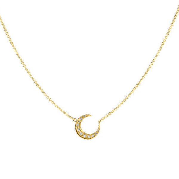 FX0560 925 Sterling Silver Crescent Pendant Necklace