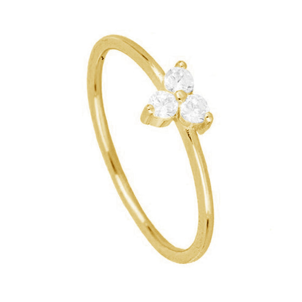 FJ0309 925 Sterling Silver Flower With Cubic Zirconia Ring