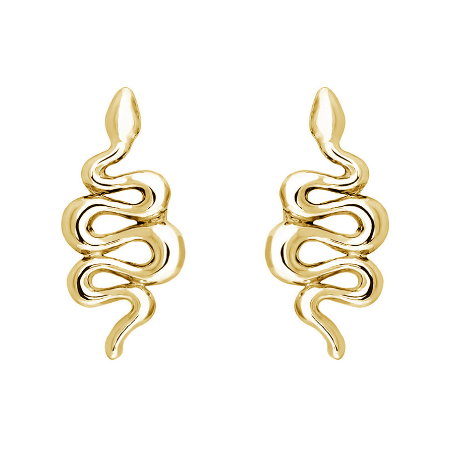 FE0285 925 Sterling Silver Gold Snake Stud Earrings