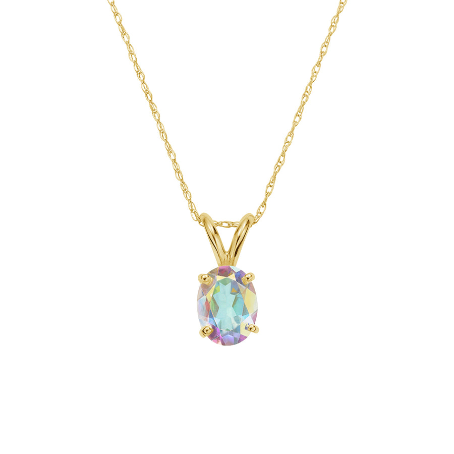 FX0429 925 Sterling Silver Opal Dangle Necklace