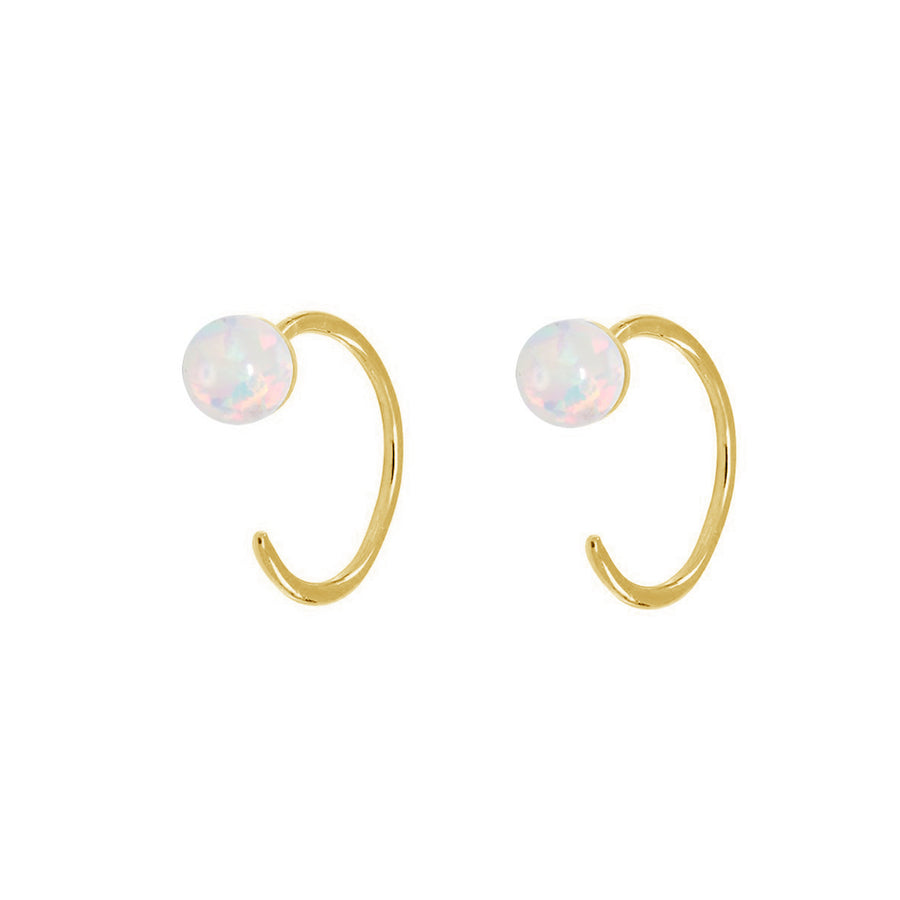 FE1036 Opal Ball Hoop Earrings