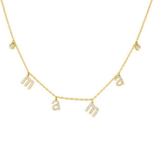 FX0486 925 Sterling Silver Diamond Mama Necklace