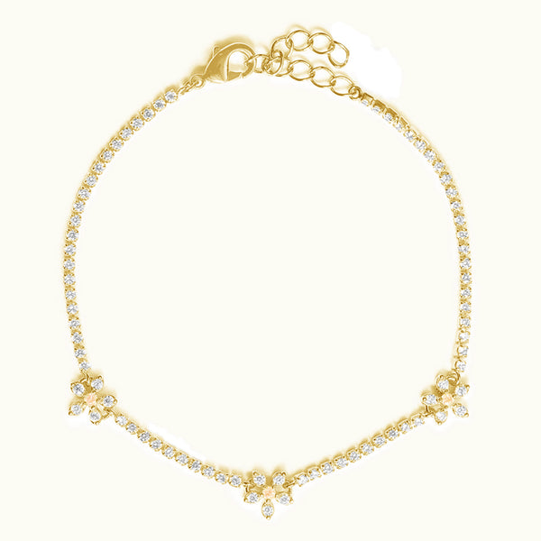 FS0226 925 Sterling Silver Floral Pave Zircon Bracelet