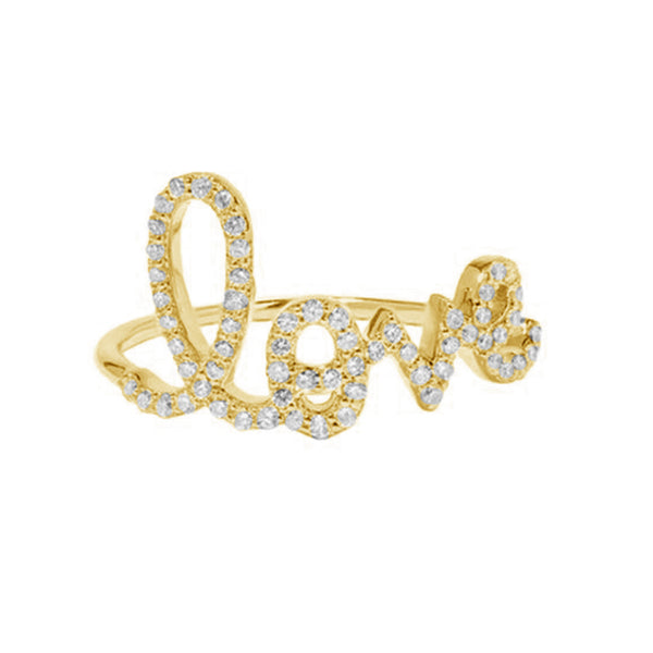 FJ0464 925 Sterling Silver Gold Cubic Zircon Love Ring