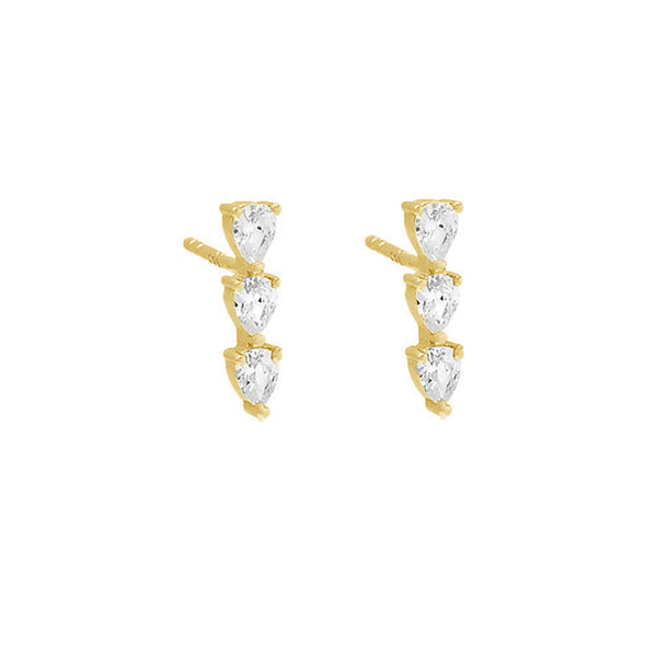 FE1933 925 Sterling Silver Vertical Cubic Zirconia Stud Earrings
