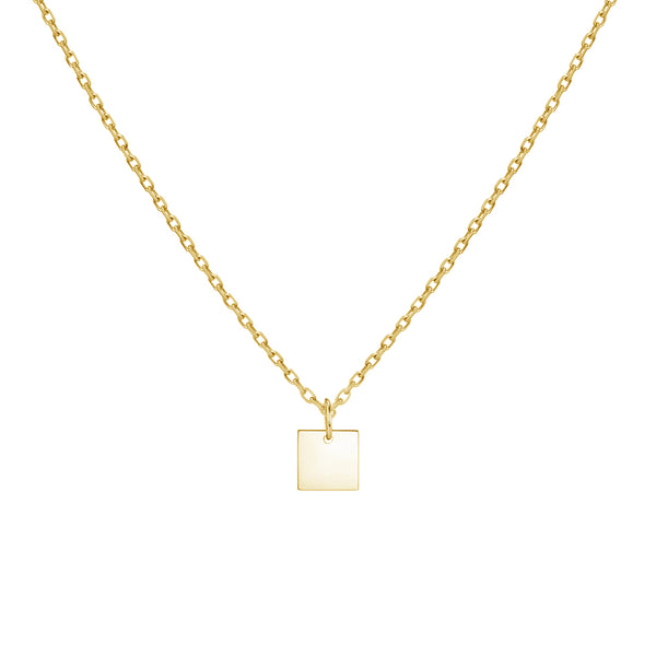 FX0075 925 Sterling Silver Small Square Pendant Necklace