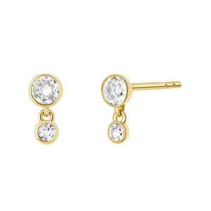FE0290 925 Sterling Silver Double Circle Crystal Stud Earrings