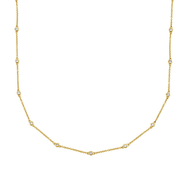 FX0419 925 Sterling Silver Classic Zircon Bezel Necklace