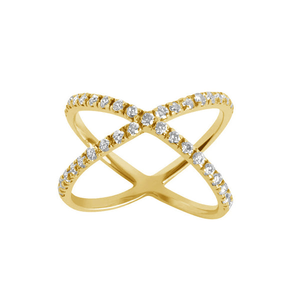 FJ0516 925 Sterling Silver Shinning CZ Crossover Ring