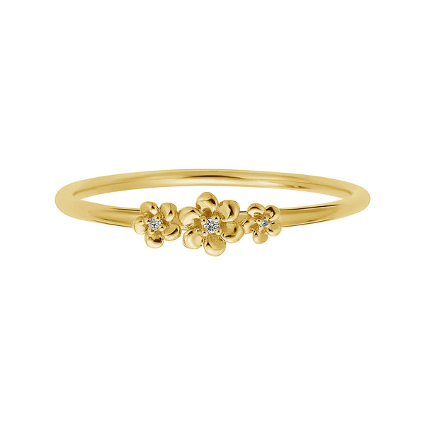 FJ0496 925 Sterling Silver Three Flower Ring