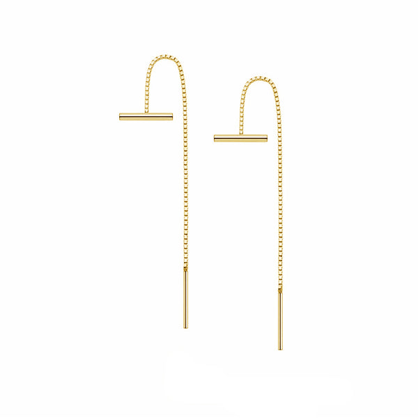FE1951 925 Sterling Silver Bar Box Chain Earrings
