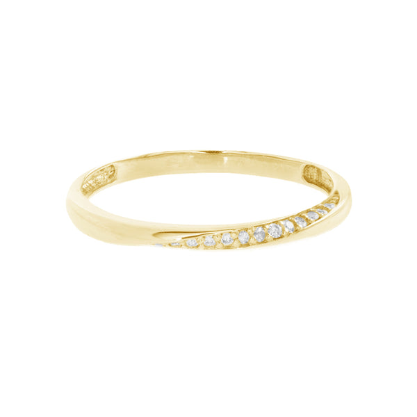 FJ0666 925 Sterling Silver Wavy Band Ring with Zircon