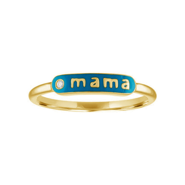FJ0407 925 Sterling Silver MAMA Signet Enamel Ring
