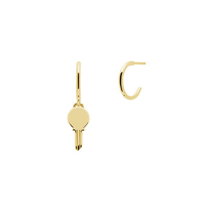 FE1029 925 Sterling Silver Special Key Hoop Earrings