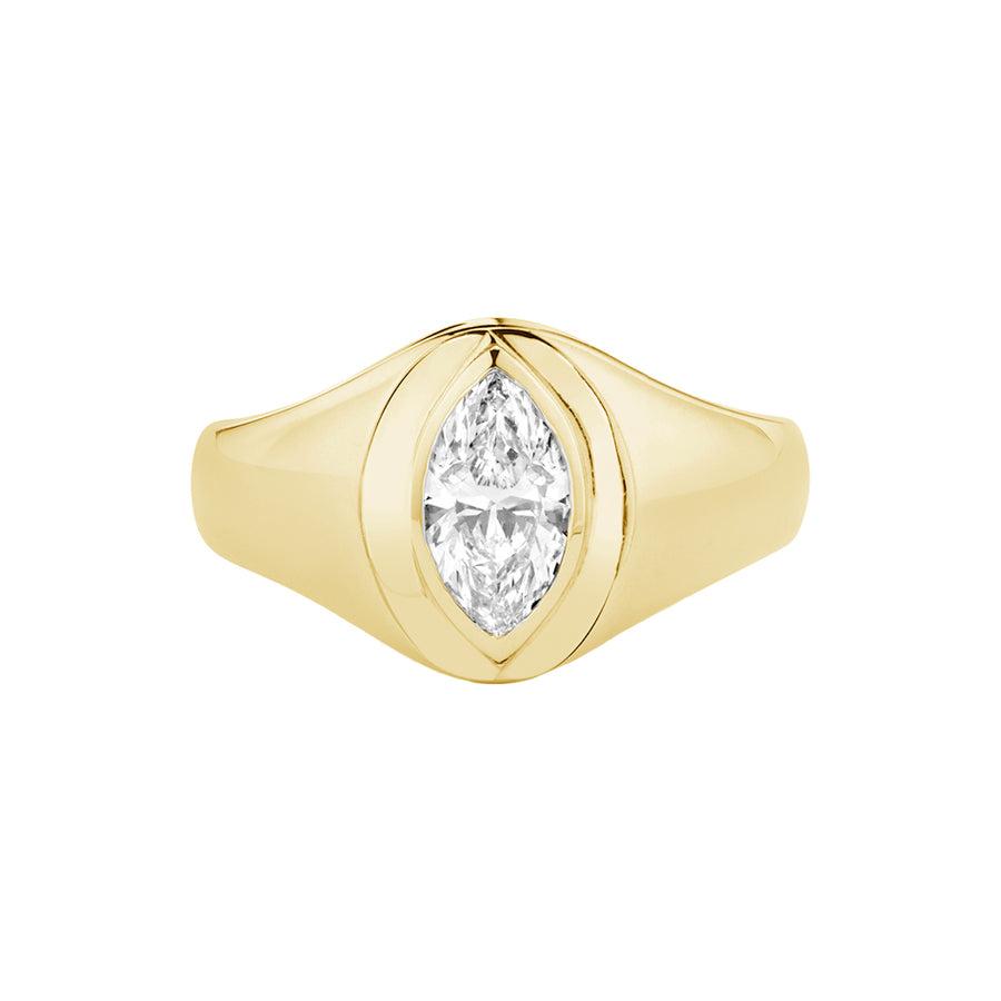 FJ0793 925 Sterling Silver Marquise Cut CZ Signet Ring