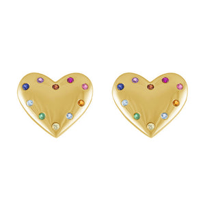 FE1573 925 Sterling Silver Heart Colorful Stud Earrings