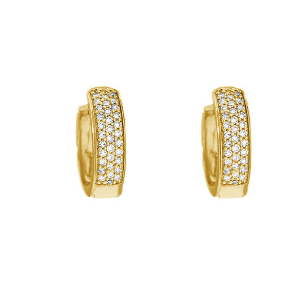 FE1196 925 Sterling Silver Pave Zircon Hoop Earrings