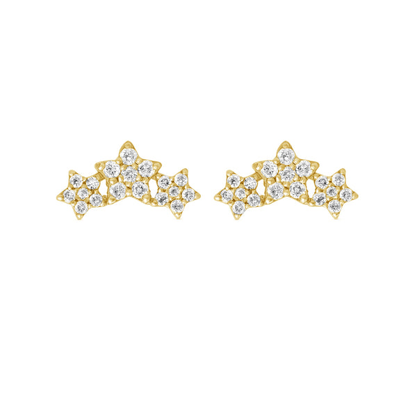 FE1556 925 Sterling Silver Zircon Three Star Stud Earrings