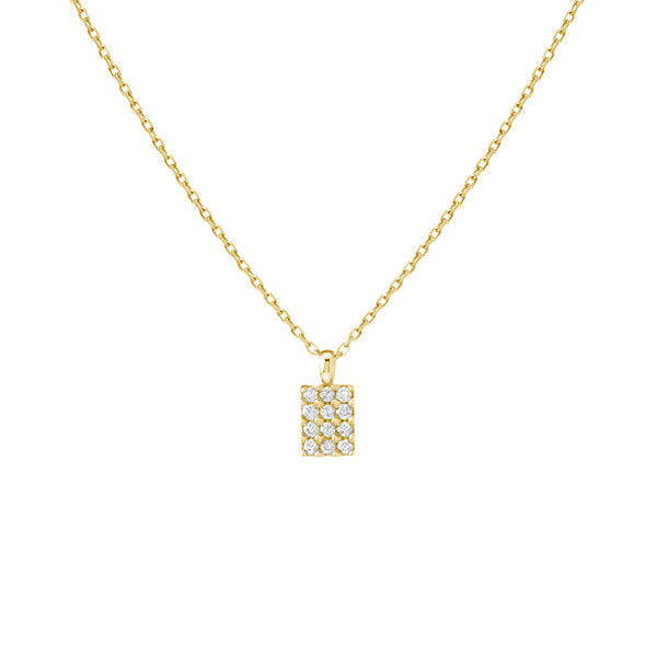 FX0078 925 Sterling Silver Diamond Signet Pendant Necklace