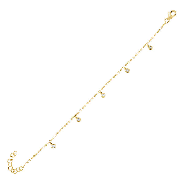 FS0171 925 Sterling Silver Zircon Bezel Dangle Bracelet