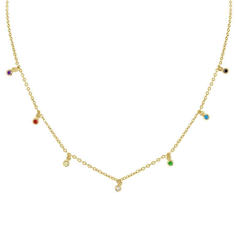 FX0454 925 Sterling Silver Confetti Rainbow Necklace