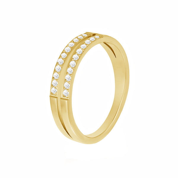 FJ0702 925 Sterling Silver Cubic Zirconia Double Ring