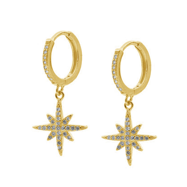 FE0625 925 Sterling Silver Starburst Hoop Earrings