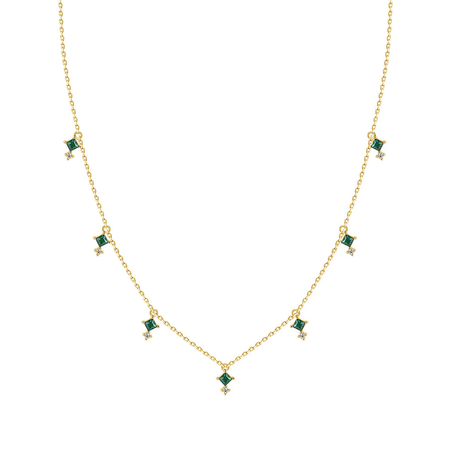 FX0836 925 Sterling Silver Green Cubic Zirconia Necklace