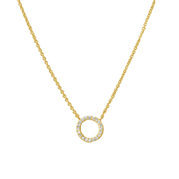 FX0645 925 Sterling Silver Round Circle CZ Pendant Necklace