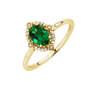 FJ0747 925 Sterling Silver Emerald Cubic Zirconia Ring