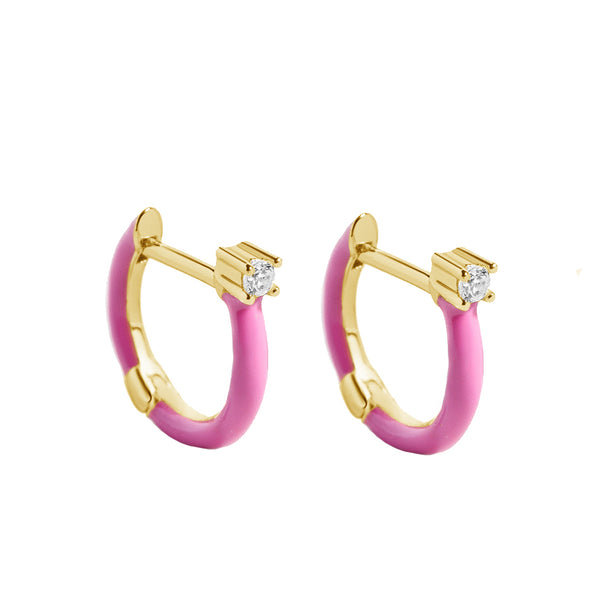 FE1562 925 Sterling Silver Zircon Colorful Hoop Earrings