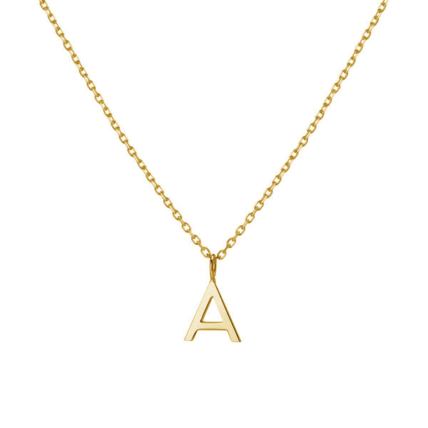 FX0544 925 Sterling Silver Gold Letter Pendant Necklace