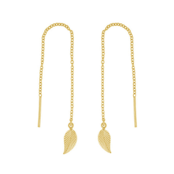 FE0106 925 Sterling Silver Spirited Away Ear Threader Leaf Earrings