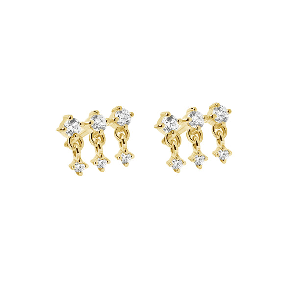 FE1924 925 Sterling Silver Three Rows CZ Women Stud Earrings