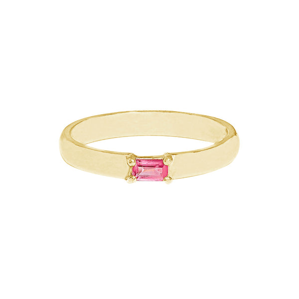 FJ0795 925 Sterling Silver Baguette Pinkly Ring