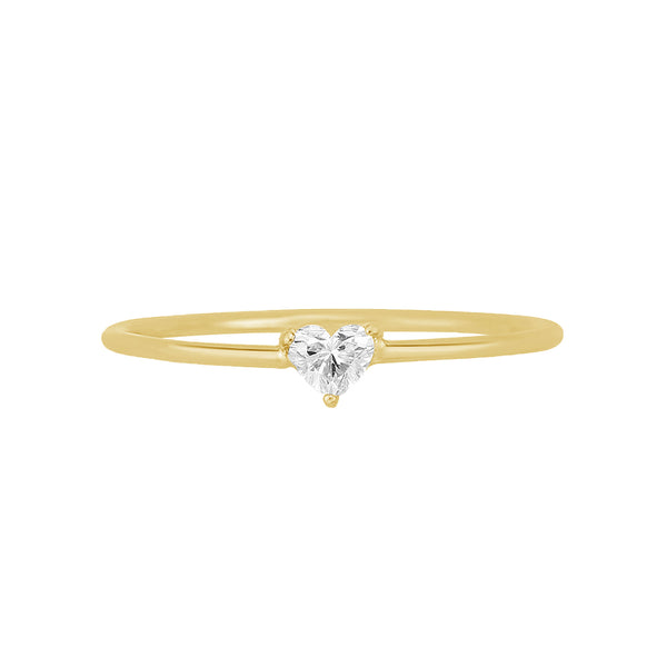 FJ0683 925 Sterling Silver Single Heart Zircon Ring