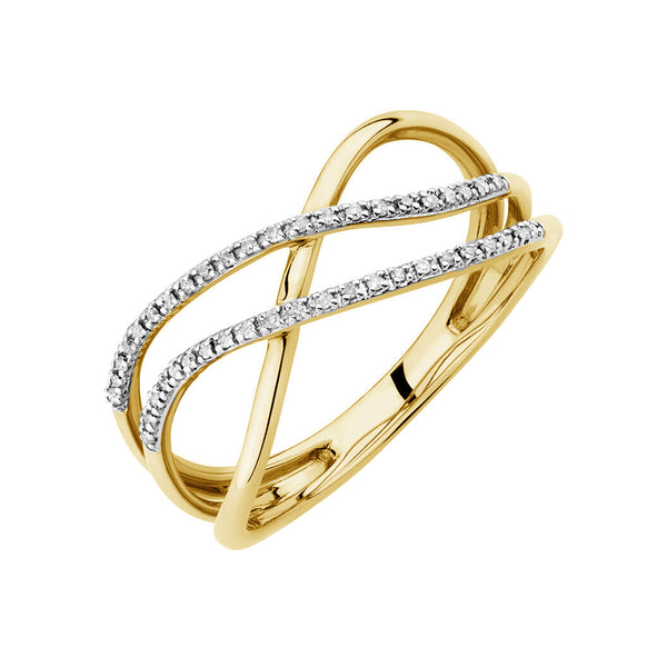 FJ0750 925 Sterling Silver Crossover Cubic Zirconia Ring