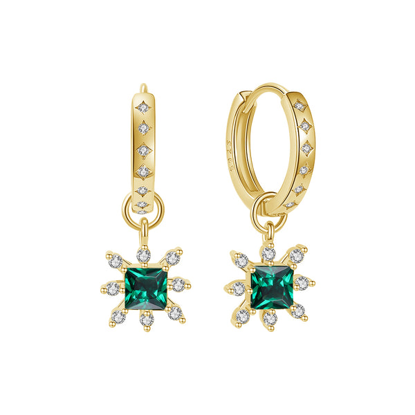 FE1850 925 Sterling Silver Cubic Zirconia Hoop Earring